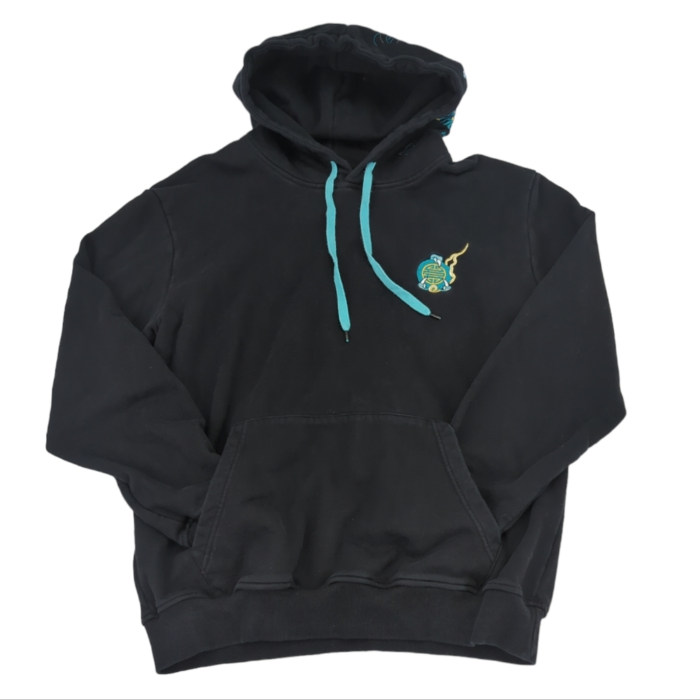 Dragon hoodie, pull on sweatshirt, embroidered Chinese street dragon, me…
